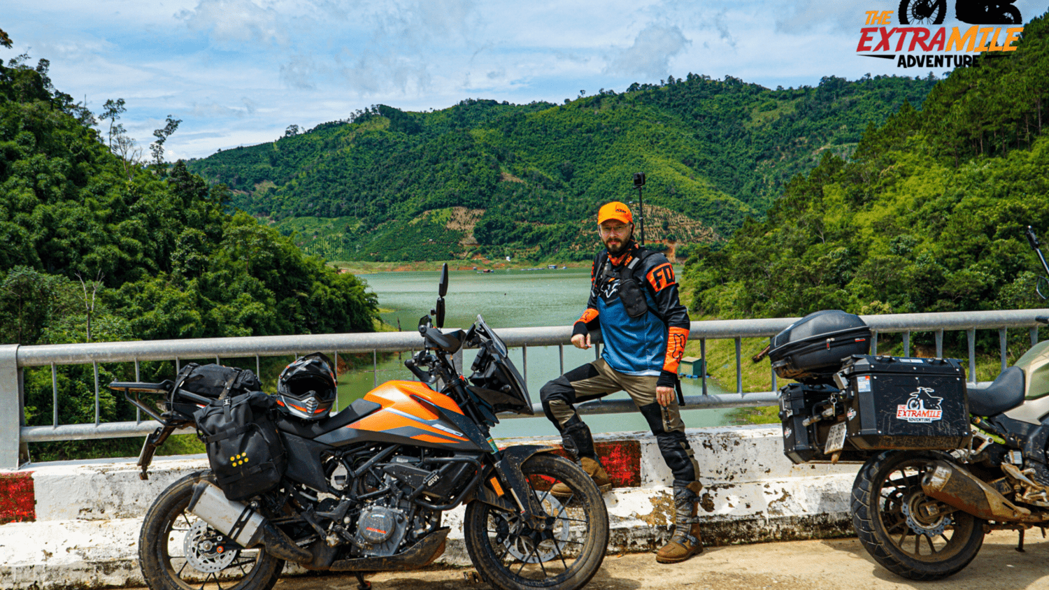 60 - SOUTHERN - Dak Nong - river crossing over a bridge with kawasaki versys 300c and honda cb500x The Extra Mile Adventure Motorbike Tours Vietnam